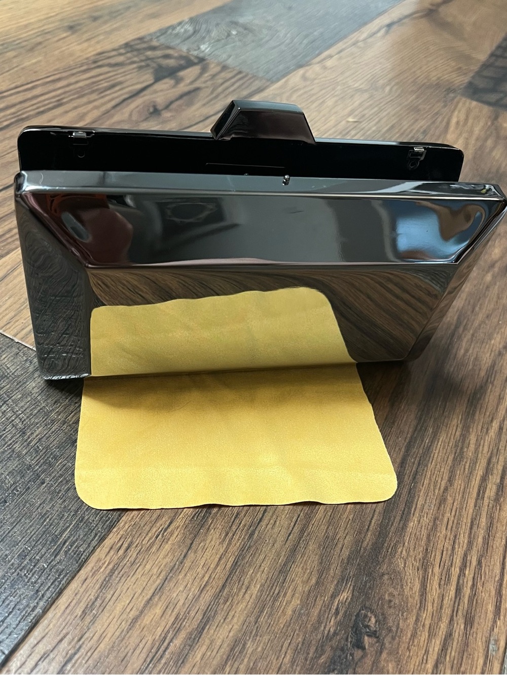 Nina Sleek Gunmetal Clutch